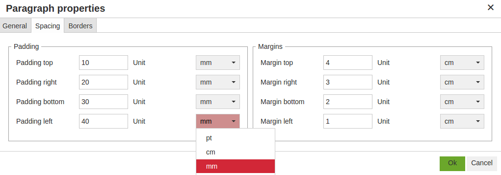 Spacing Tab